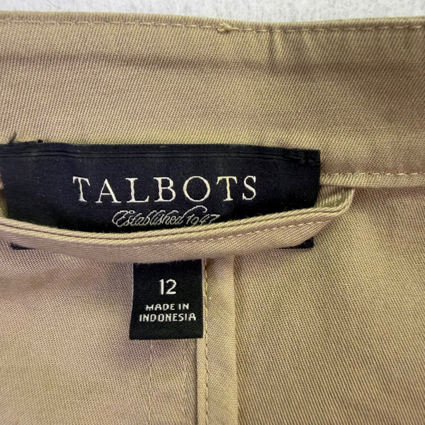 Talbots Womens Tan Cotton Blend Button Front Ruffle Jacket Size 12 