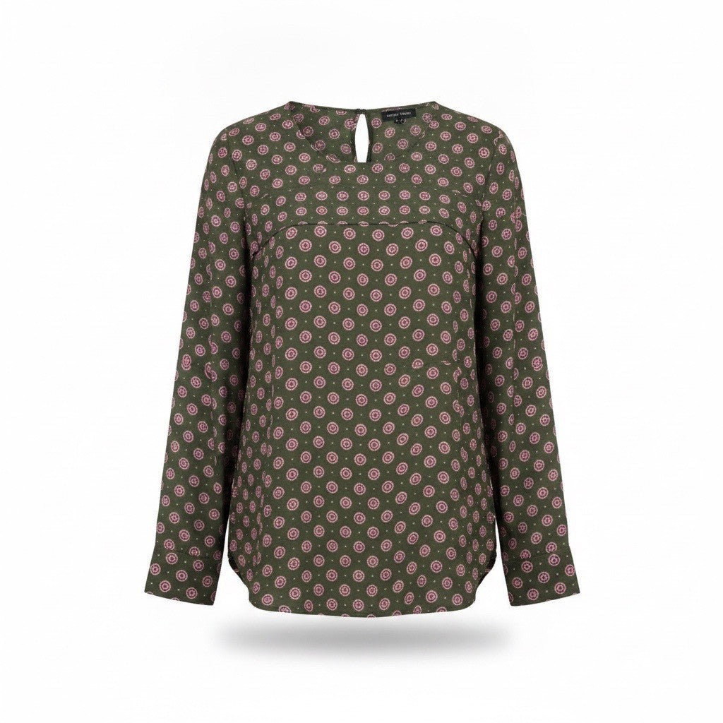 Banana Republic Womens Green & Pink Patterned Long Sleeve Blouse Size XL