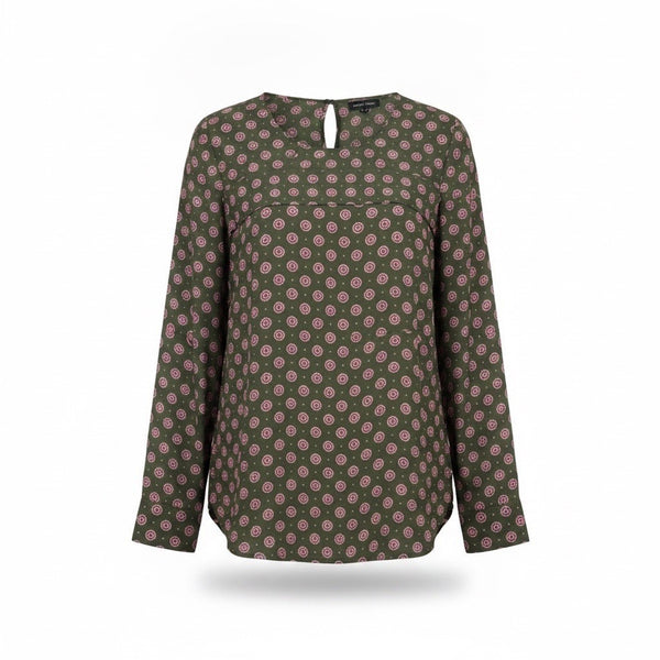 Banana Republic Womens Green & Pink Patterned Long Sleeve Blouse Size XL