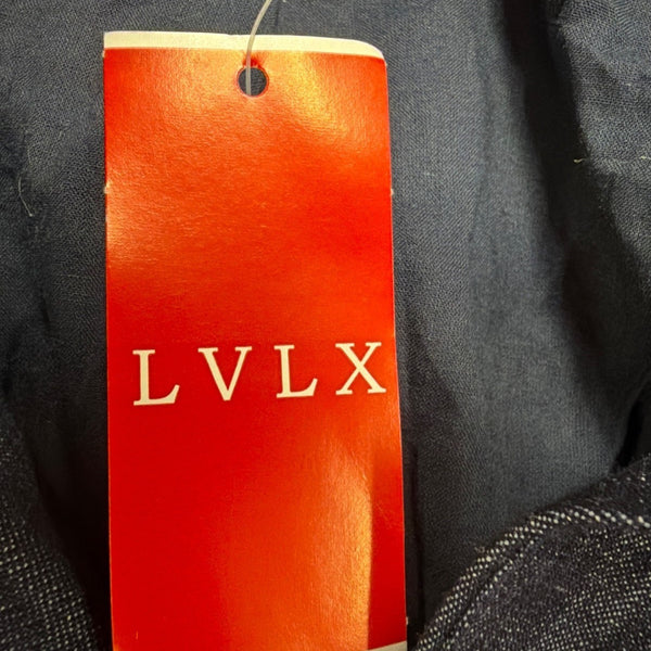 LVLX Womens Navy Blue Cotton Blazer Short Sleeve Fitted Button-Up Jacket Size S