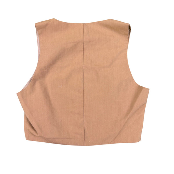 Aakaa Womens Beige Polyester-Rayon Buttoned Vest Stylish & Lightweight Sz M