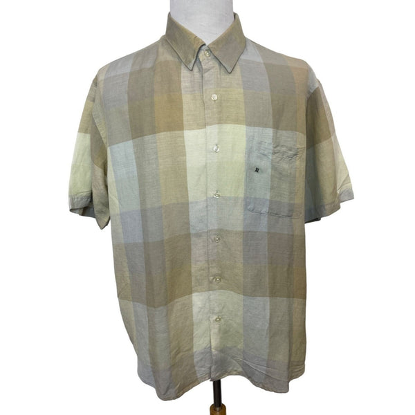 Van Heusen Men's Multicolored Square Pattern Short Sleeve Button Up Shirt Sz- XL