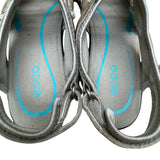 Ecco Women’s Metallic Gray Leather Adjustable Strap Open Toe Sandals Size 39