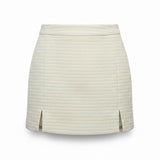 Asos Women Cream Cotton-Blend Textured Mini Skirt With Side Slits Size 2