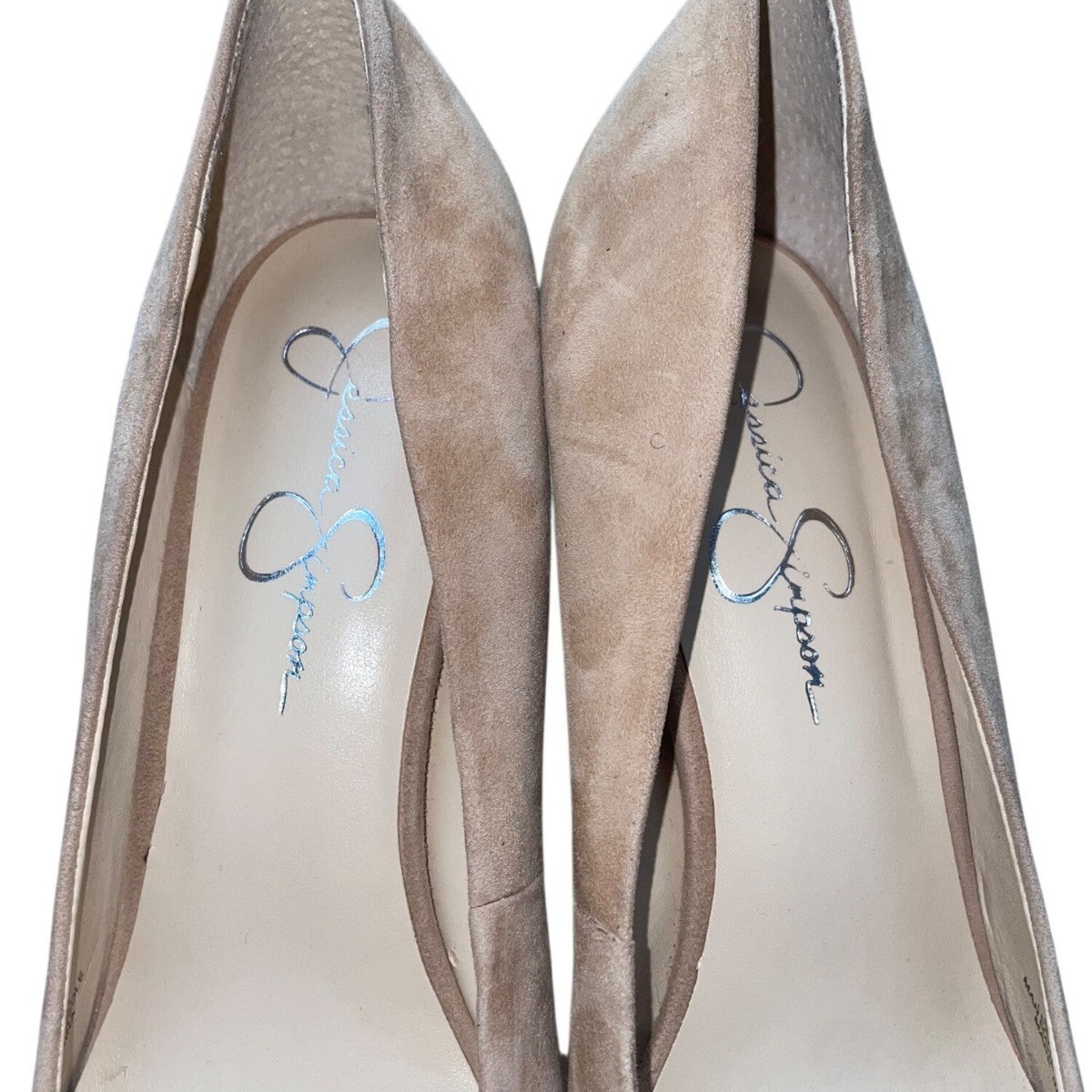 Jessica Simpson Women’s Taupe Suede Snake-Print Platform Nellah Heels Size 8.5