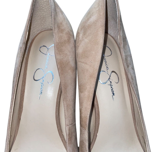 Jessica Simpson Women’s Taupe Suede Snake-Print Platform Nellah Heels Size 8.5