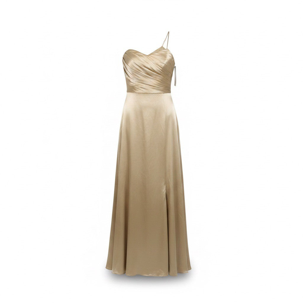 Galina Signature Womens Gold One-Shoulder Formal Gown Elegant Design Size 10 