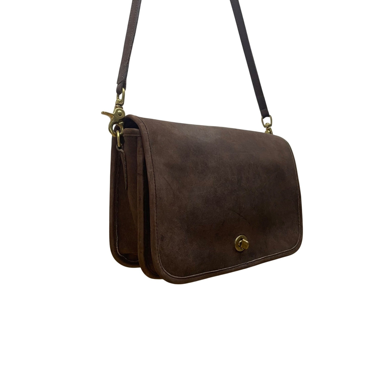 Vintage Coach Women’s Brown Leather With Twist Lock Closure Shoulder Bag