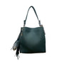Calin Collection Women’s Green Vegan Leather Tote Bag With Tassel Accent