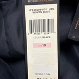 BCBGMaxAzria Womens Black Pleated Button Accent Tiered Mini Skirt Size 10