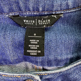 White House Black Market Womens Blue Denim Jacket Button Front Size 0 