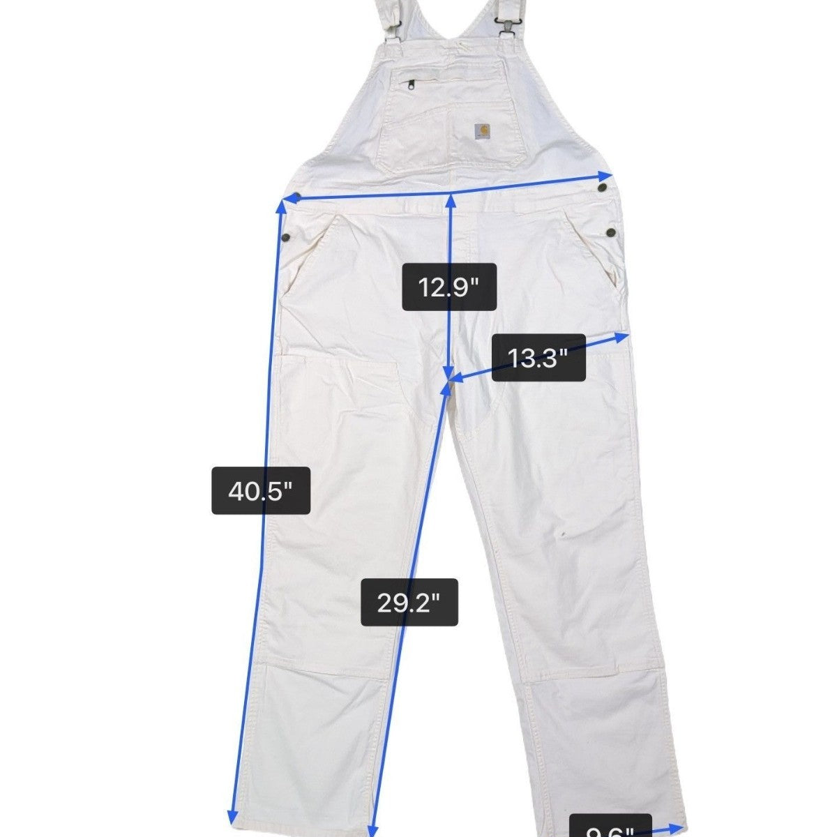 Carhartt Womens White Canvas Rugged Flex Bib Overalls Loose Fit Sz XL (16-18)