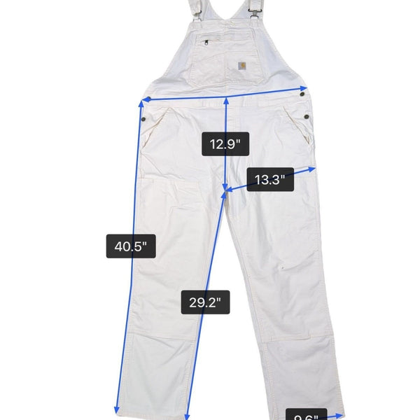 Carhartt Womens White Canvas Rugged Flex Bib Overalls Loose Fit Sz XL (16-18)