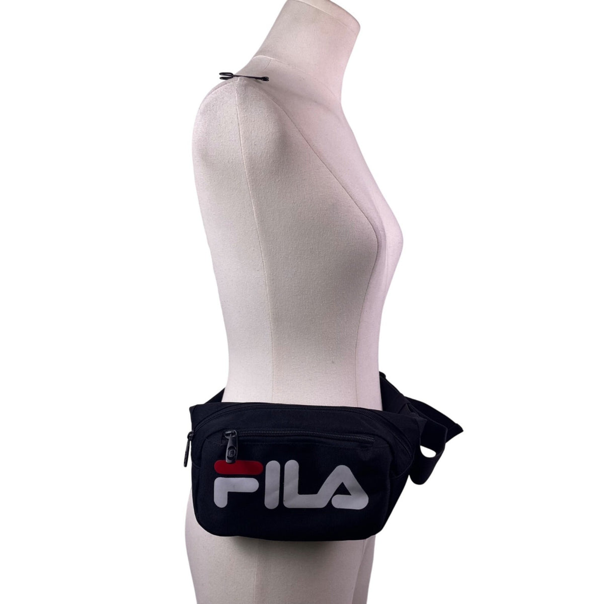 Fila Unisex Black Canvas Adjustable Strap Logo Waist Belt Bag