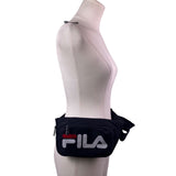 Fila Unisex Black Canvas Adjustable Strap Logo Waist Belt Bag