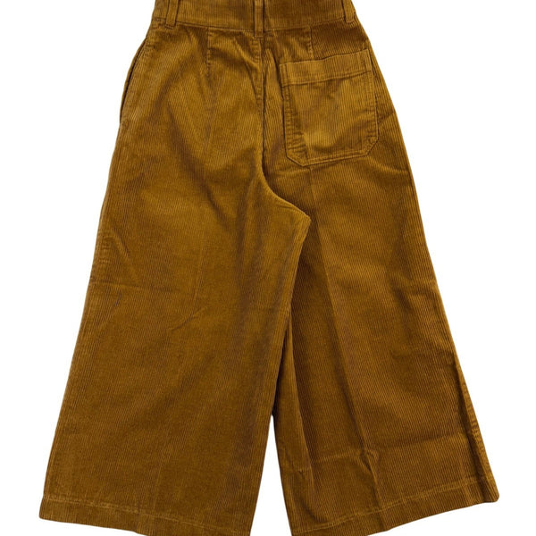 Uniqlo Women Brown Cotton Corduroy High-Waisted Wide Cropped Pants Size 2