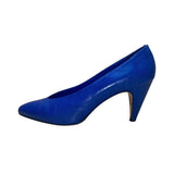 Vida Made In Italy Women’s Navy Leather Snake Print Pointed-Toe Pumps Size 9M
