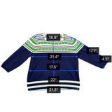 Alfred Dunner Womens Blue Green White Cotton Blend Floral Striped Sweater Size L