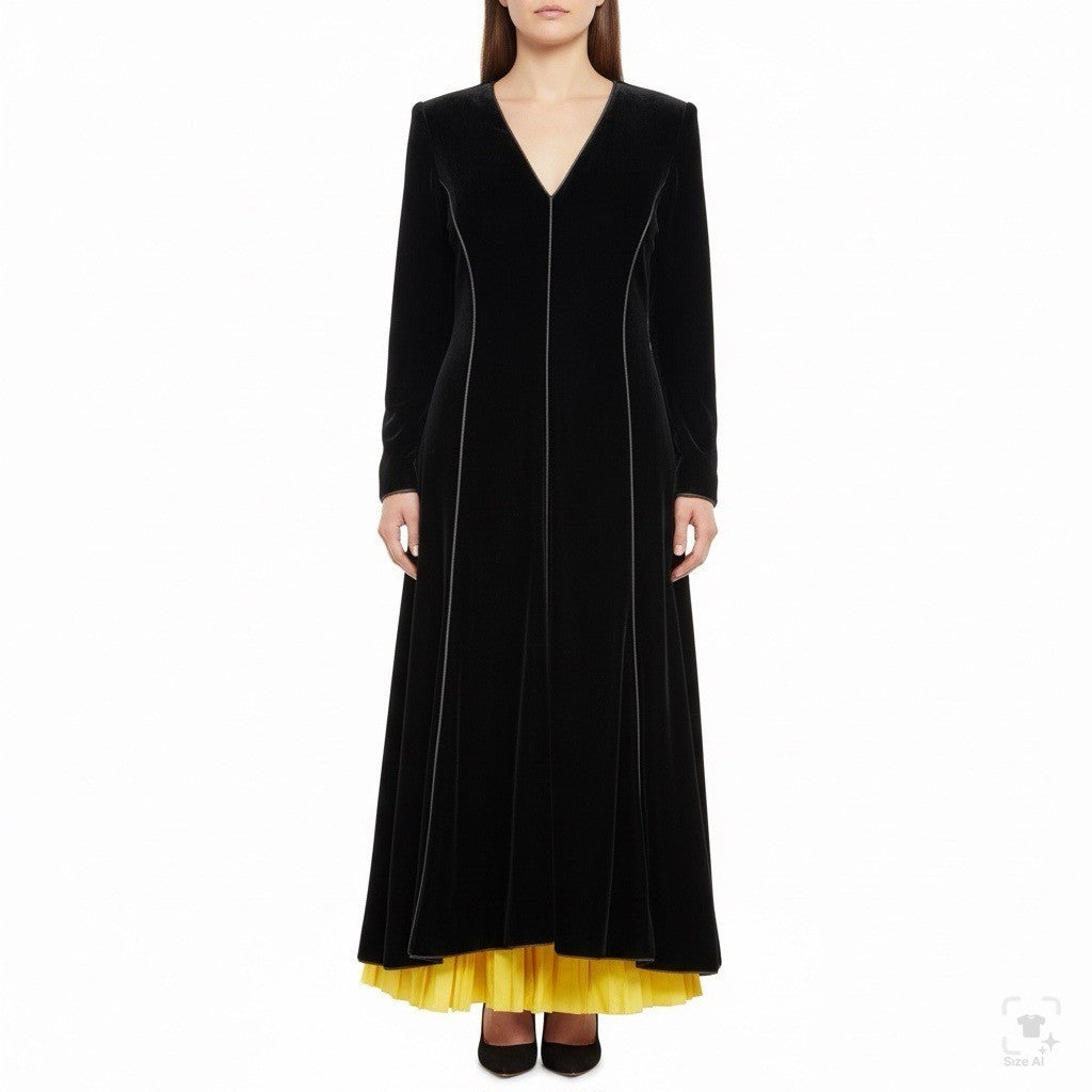 Valentino Womens Black Velvet Long Sleeve Fitted Dress  Italy Formal Size 10