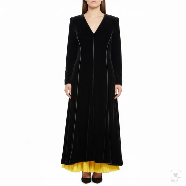 Valentino Womens Black Velvet Long Sleeve Fitted Dress  Italy Formal Size 10