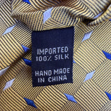 Jos. A. Bank Mens Yellow & Blue 100% Silk Handmade Geometric Print Necktie
