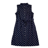 Tommy Hilfiger Womens Navy Polka Dot Sleeveless Shirt Dress Belted Size 12