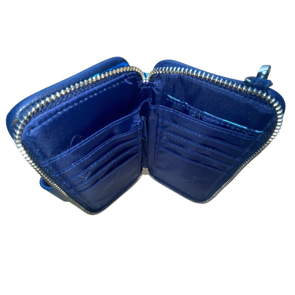 Vera Bradley Women’s Blue Patterned Cotton Zipper And ID Window Wristlet Wallet