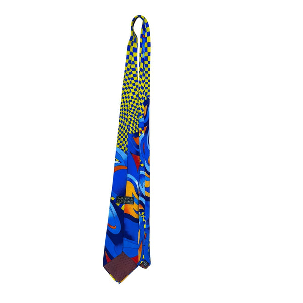 Rush Limbaugh No Boundaries Collections Blue Silk Tie Flame & Checkered Pattern