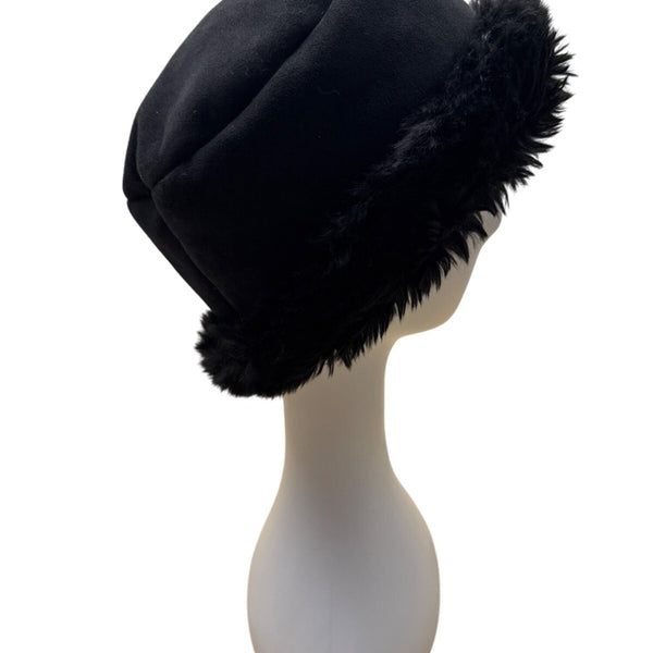 Coldwater Creek Womens Black Faux Fur Winter Bucket Hat