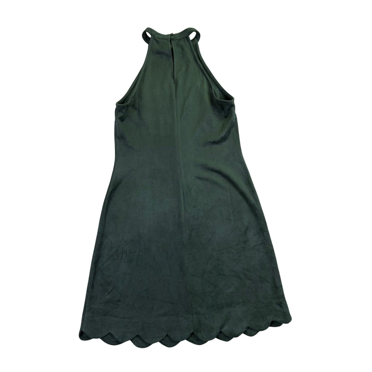 Aqua Womens Green Polyester/Spandex High Neck Halter Scallop Hemline Dress Sz M