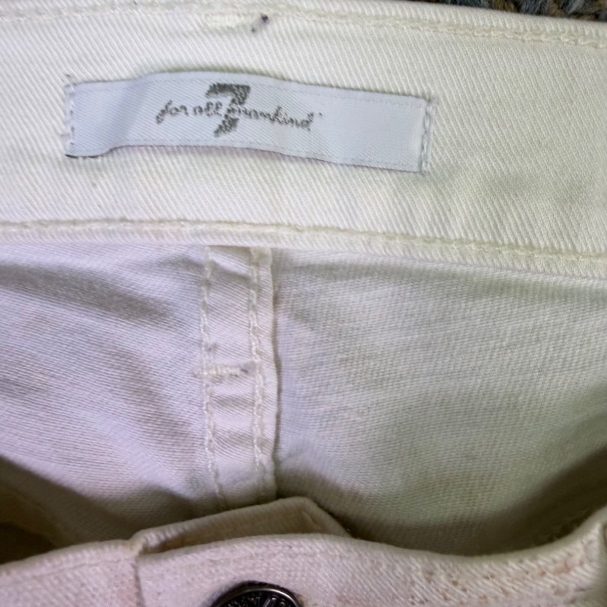 7 For All Mankind Womens White Skinny Pants Snakeskin Pattern Size 28