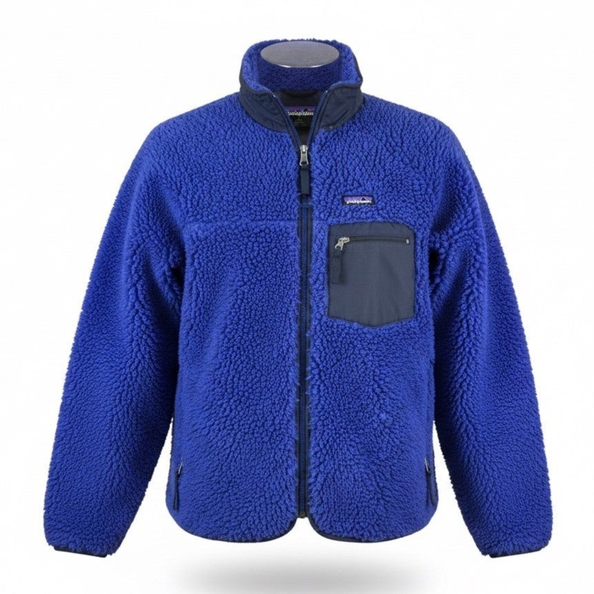 Retro Patagonia Mens Blue Sherpa Fleece Full-Zip Jacket Warm & Durable Size L