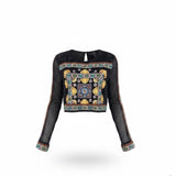 Missguided Womens Black Embroidered Sheer Crop Top UK Size 10