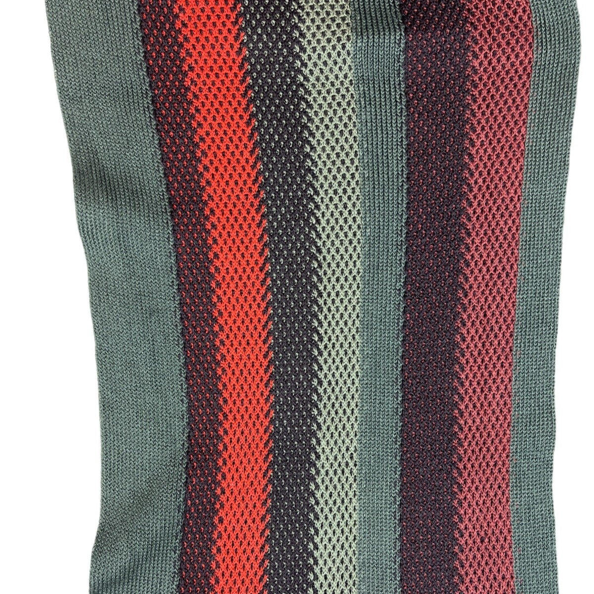 V. Fraas Unisex One Size Dark Green Red and Orange Striped Scarf