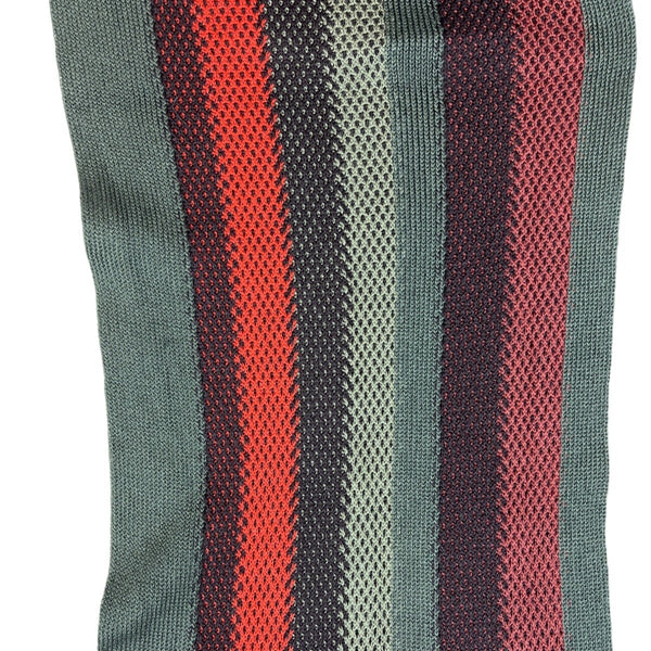 V. Fraas Unisex One Size Dark Green Red and Orange Striped Scarf