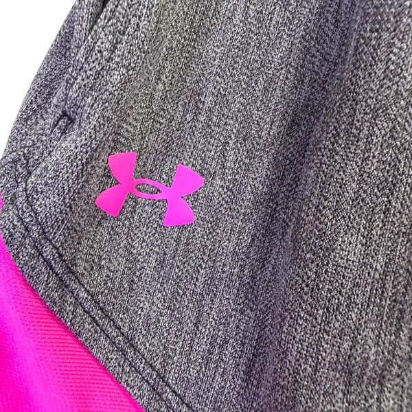 Under Armour Womens Gray & Pink Running Shorts Loose Fit Size L