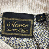 Massive Womens Ivory & Navy Blue Floral Button-Up Short Sleeve Cardigan M