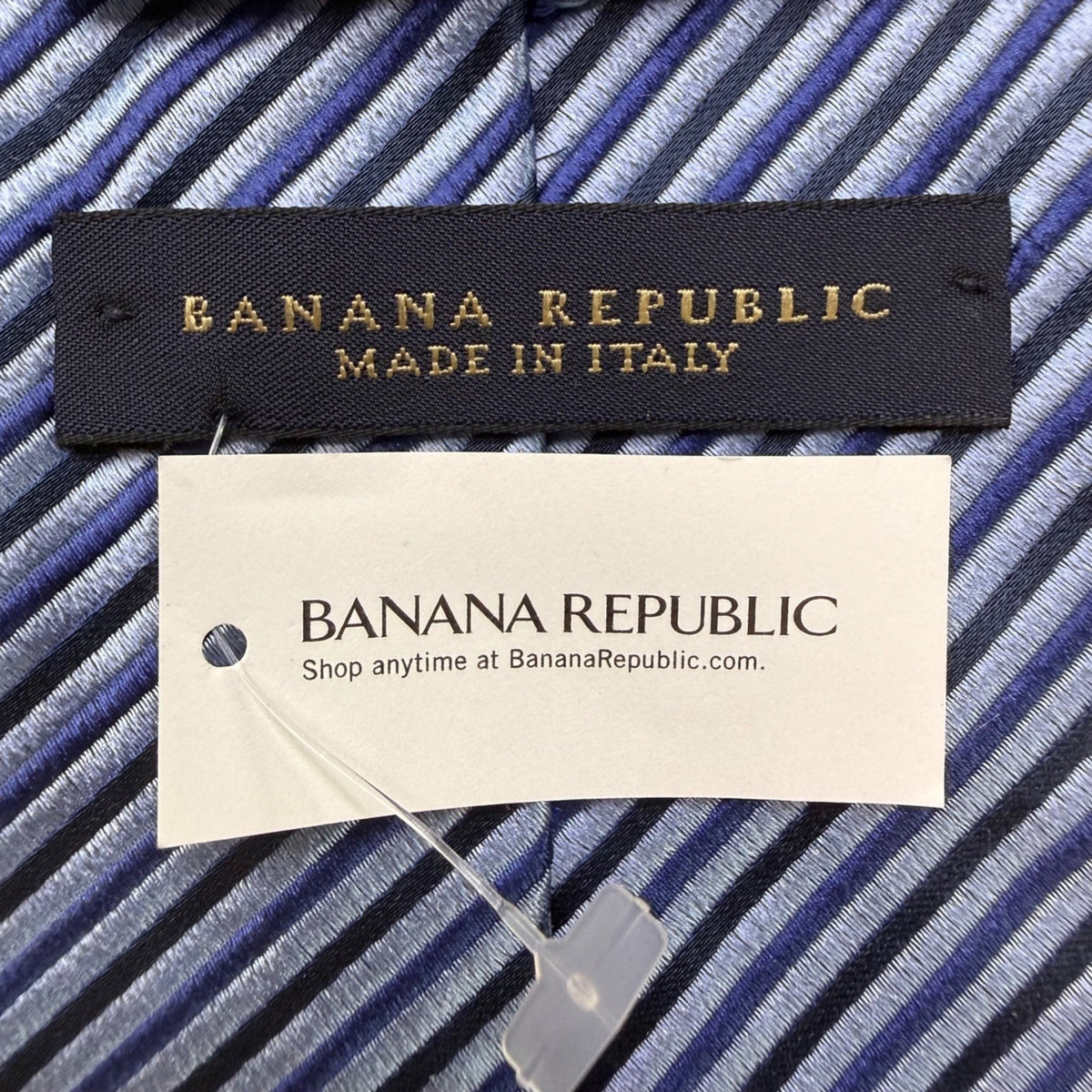 Banana Republic Mens Blue Striped 100% Silk Tie Made In Italy Elegant Neckwear