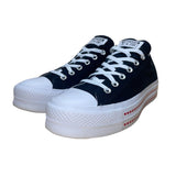 Converse Women’s Black & White Canvas Low-Top LYF Heart Platform Sneakers Sz 9