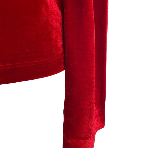 Pajamagram Womens Red Velour Long Sleeve Top S Soft Elegant Comfortable New