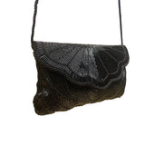 André Cellini Women’s Black Beaded Elegant Scallop Design Formal Crossbody Bag
