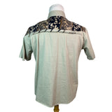 Fanny Special designs Vintage Mens Short Sleeve Western Shirt Beige & Black Sz X