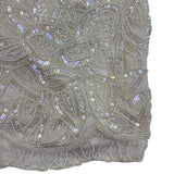 Sweelo Womens Ivory Silk Beaded Short Sleeve Dress Elegant Sequins Layered Sz XL
