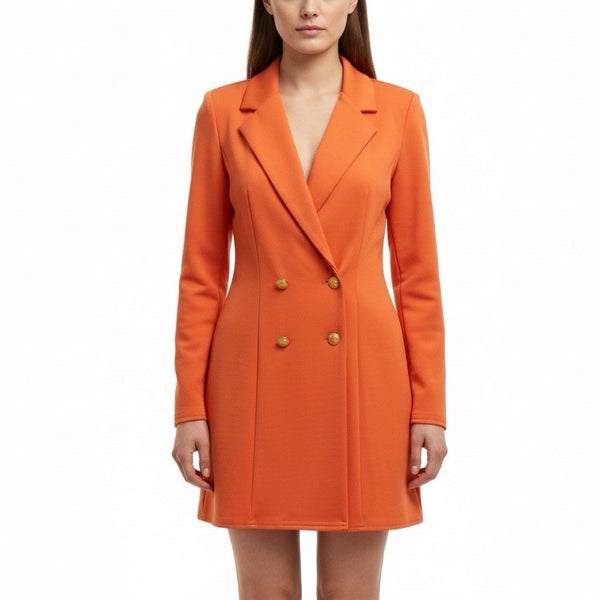 Asos Womens Orange Polyester Blazer Double Breasted Long Sleeve Size US 6
