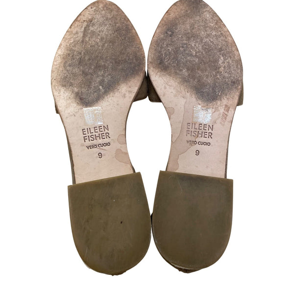 Eileen Fisher Women's Brown Suede Ankle Strap DOrsay Low Block Sandals Size 9