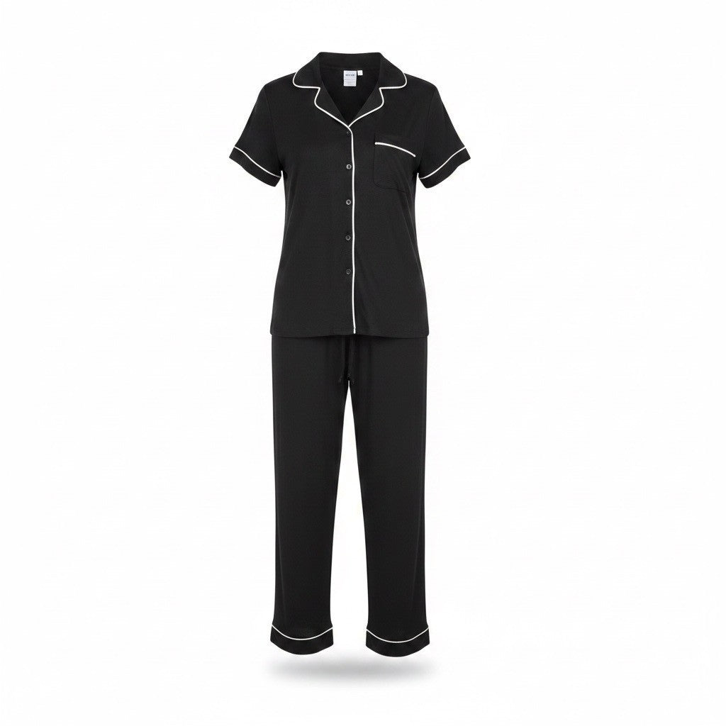 Auden Womens Black Modal Spandex Sleepwear Pajama Set Size L