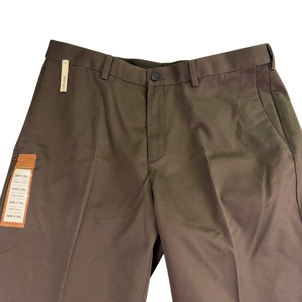 Haggar Mens Brown Pants Classic Fit Flat Front Sz 36W X 30L - New