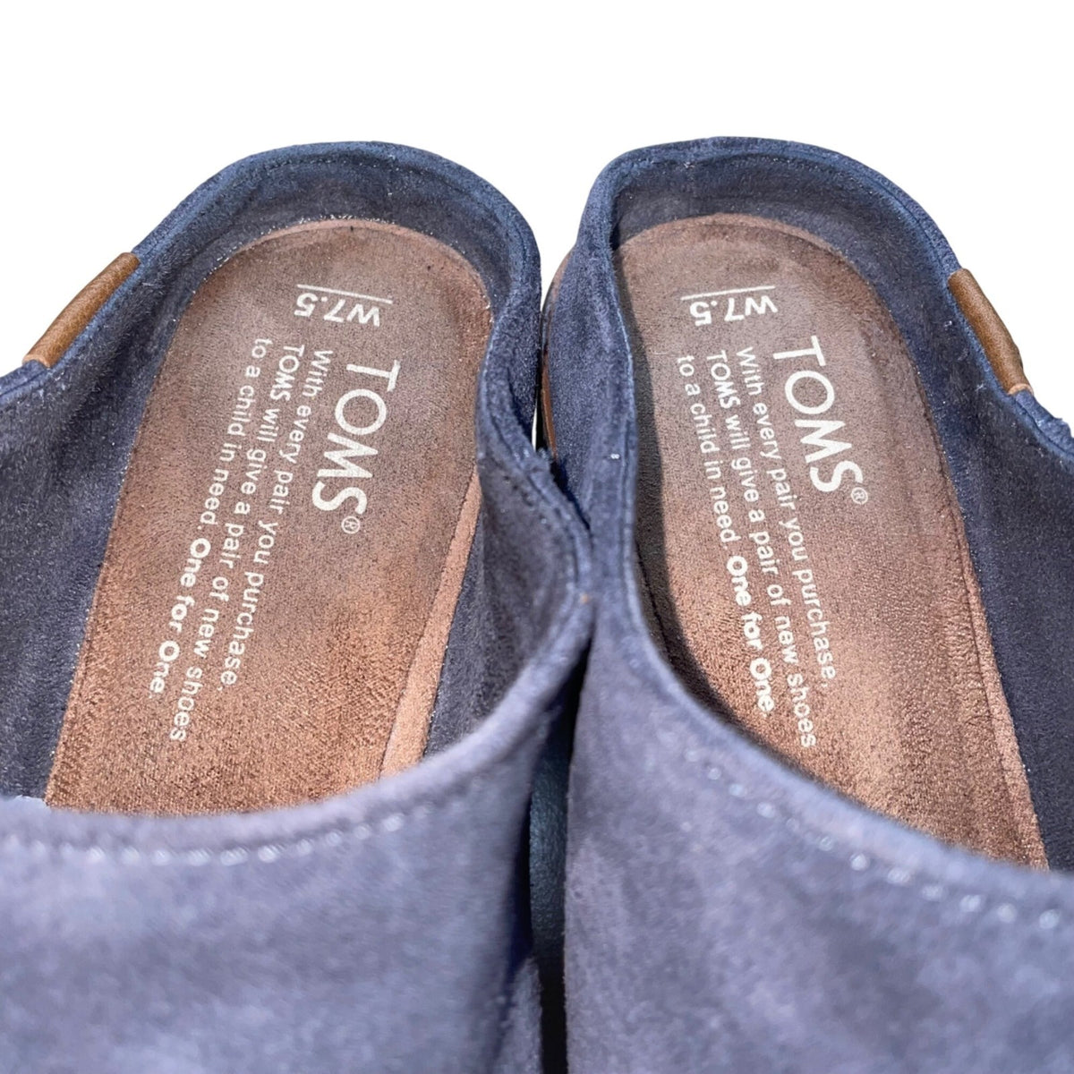 Toms Women’s Navy Suede With Block Heel Slip-On Mule Shoes Size 7.5