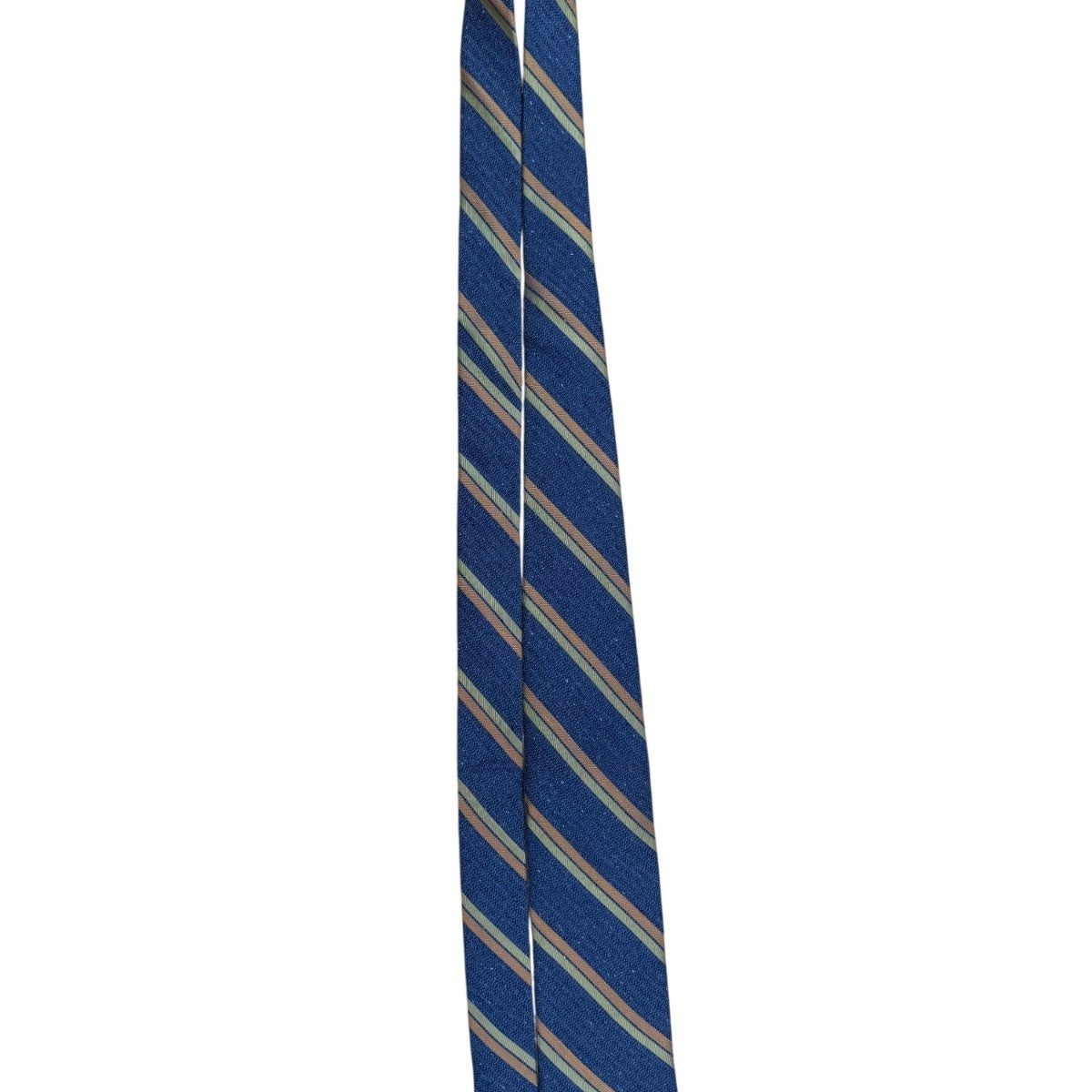 Tie Bar Mens Blue & Multi-Color Silk Linen Striped Tie Elegant Stain Resistant