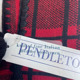 Unisex One Size Pendleton Red and Black Plaid Scarf New